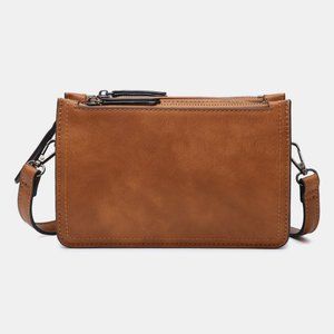 Vegan Leather Crossbody Tote Triple Compartment Purse